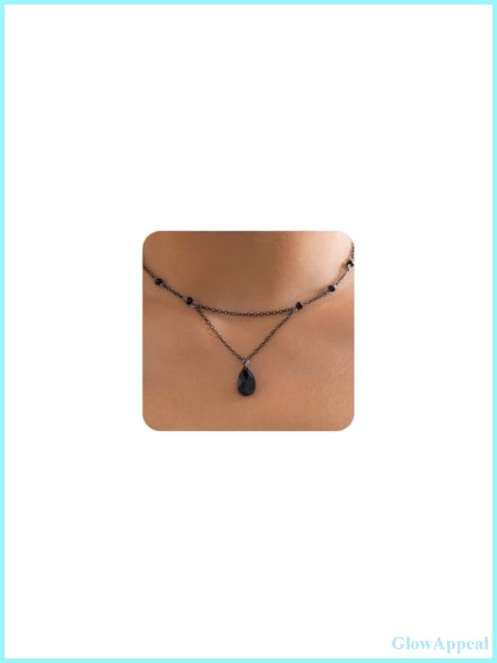 Layered Teardrop Pendant Gothic Necklace Set Rhinestone Choker